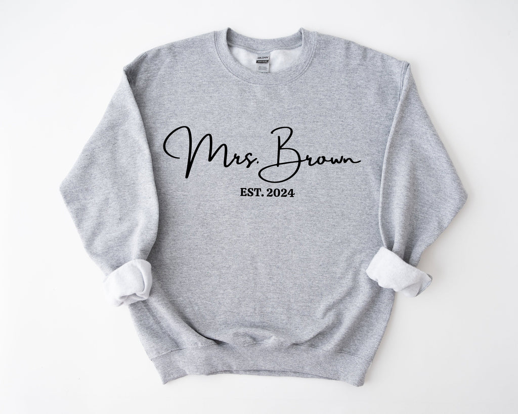 Custom Mrs Sweatshirt, Mrs Last Name Sweatshirt, Bride Personalized Sweatshirt, Wifey Sweatshirt, Bride Sweatshirt, Mrs Custom, Future Mrs