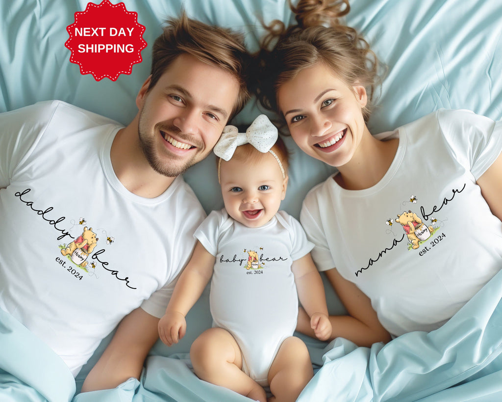 Custom Est Mama Bear Papa Bear and Baby Bear Shirt, Family Bear Matching Shirt, Cute Baby Bear Shirt, Baby Shower Shirts for New Mom and Dad