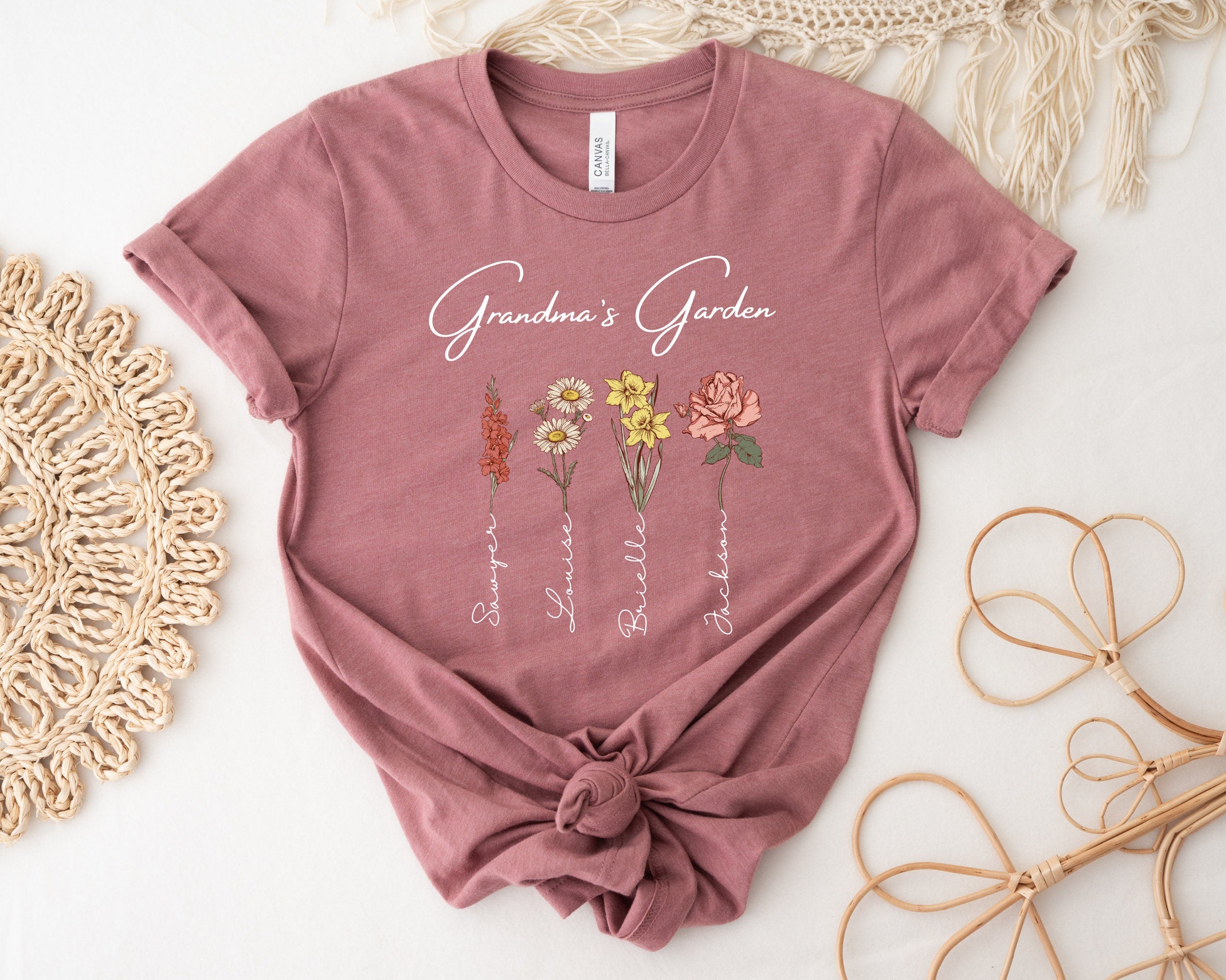 Grandma's Garden Shirt, Mothers Day Gift, Birth Month Flower Shirt, Granny's Flowers Garden Shirt, Custom Kids Name Tee, Custom Flower Shirt