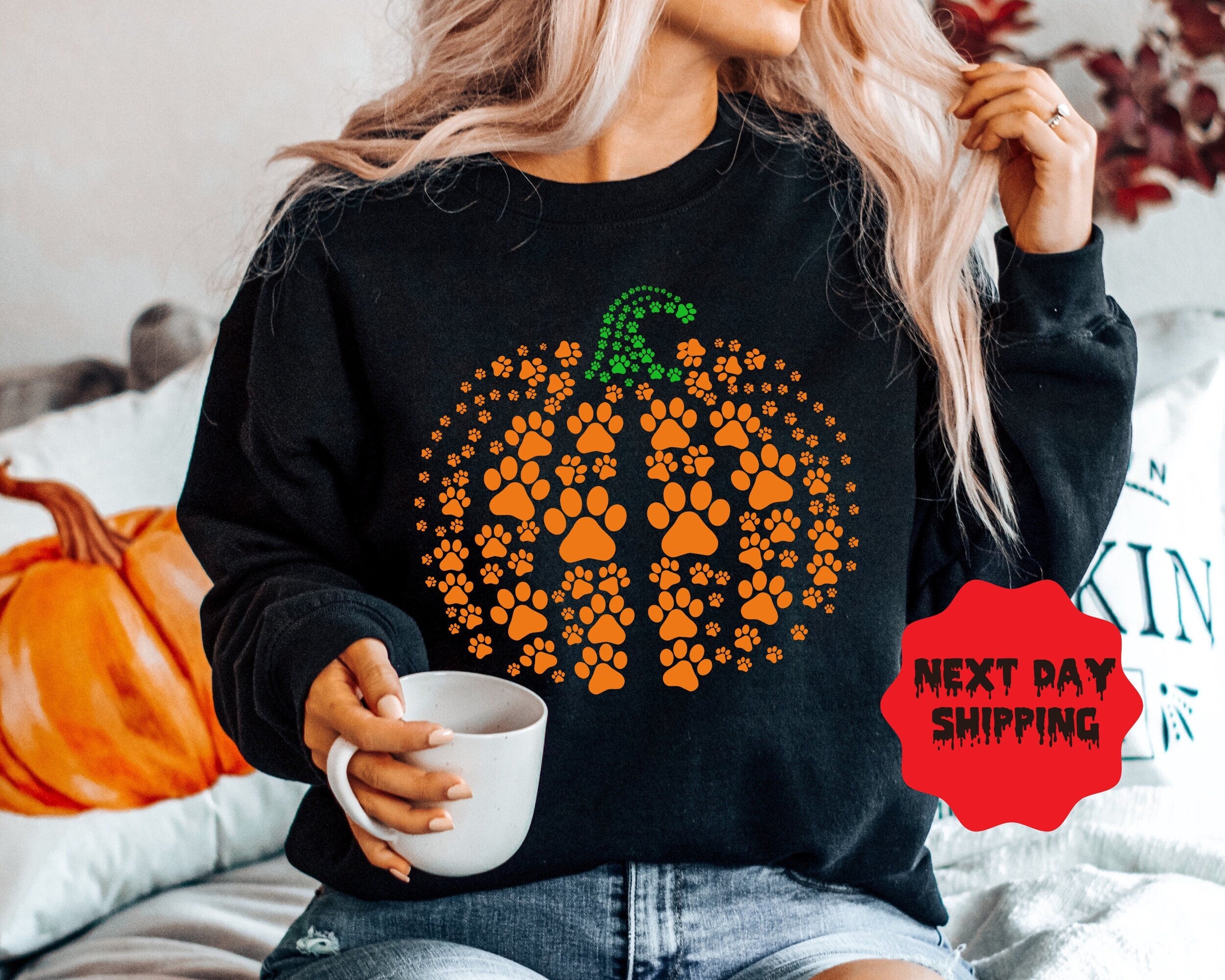 Paw Pumpkin Sweatshirt, Paw Print Hoodie, pumpkin dog shirt, dog halloween shirt,Dog mom Halloween gift Halloween Shirt, Halloween gift