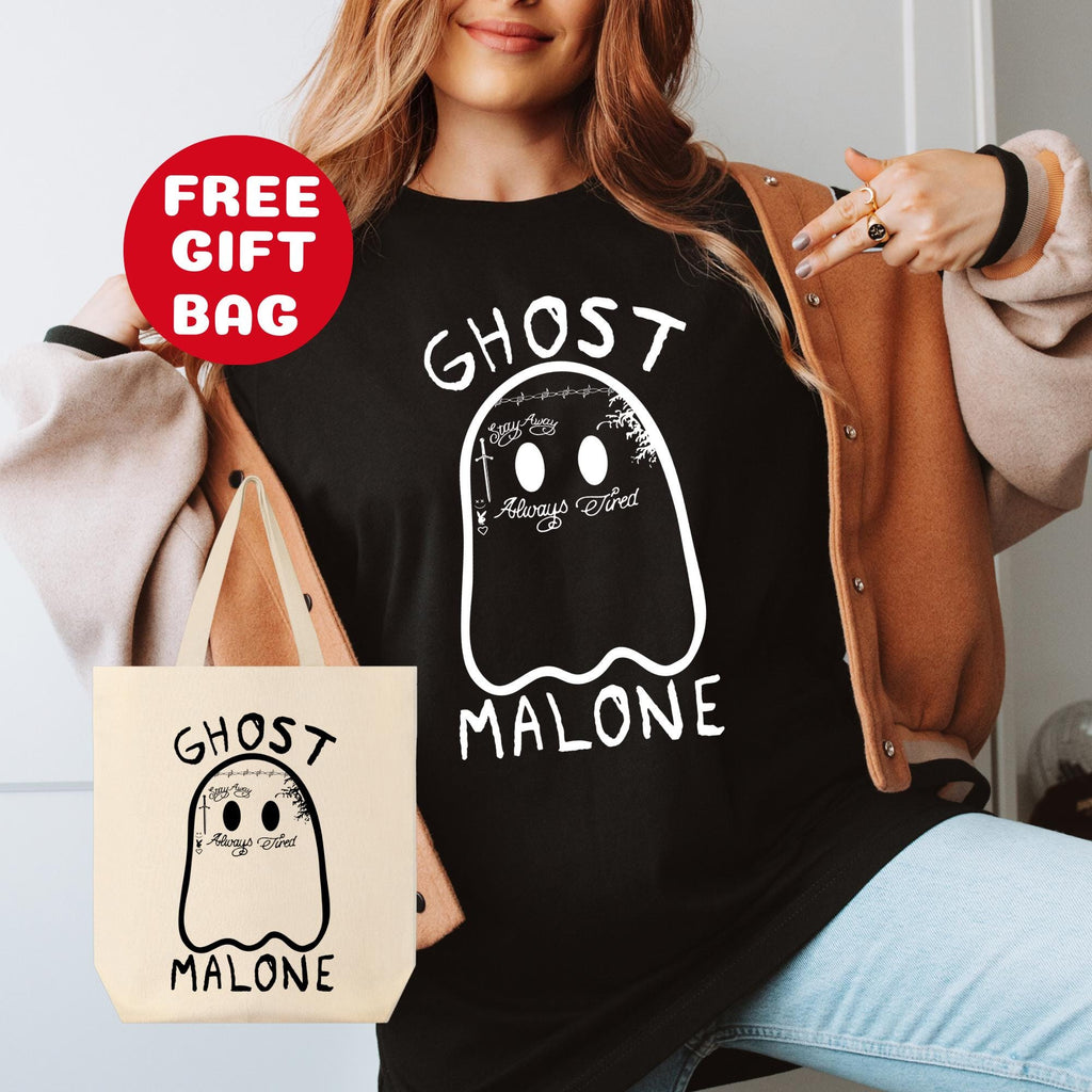 Ghost Malone Shirt, Cute Ghost Shirt, Halloween Ghost Malone with Free Gift Bag, Ghost Halloween, Ghost Shirt, Spooky Season Shirt