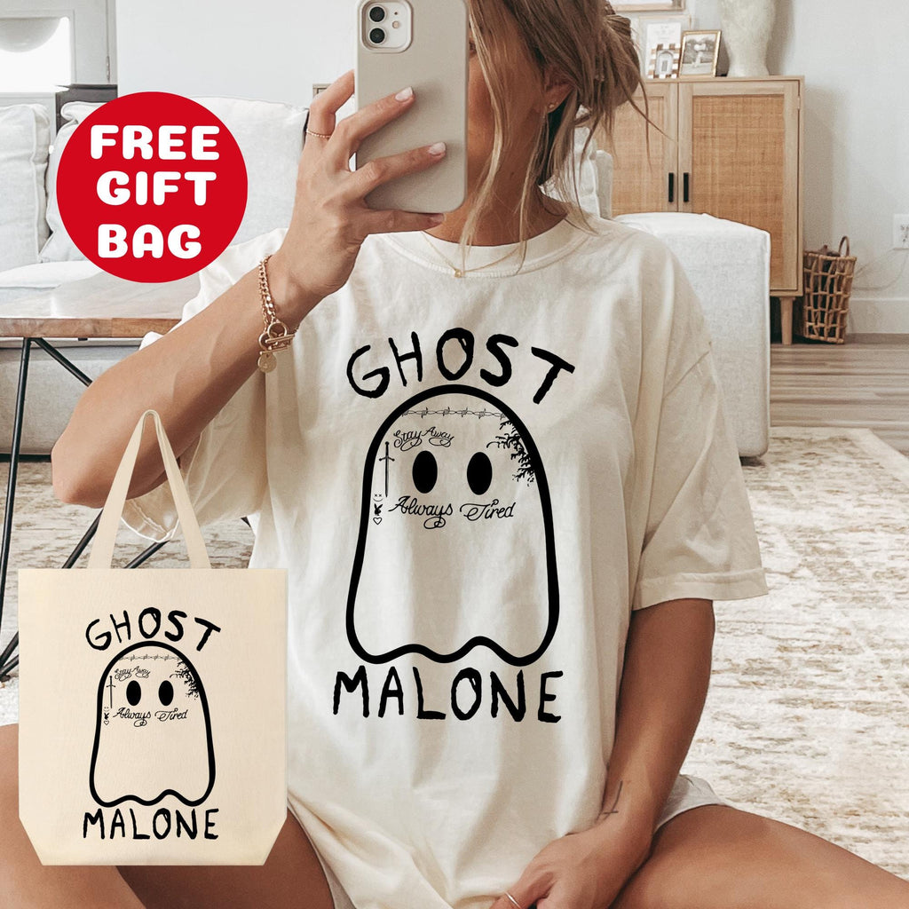 Ghost Malone Shirt, Cute Ghost Shirt, Halloween Ghost Malone with Free Gift Bag, Ghost Halloween, Ghost Shirt, Spooky Season Shirt