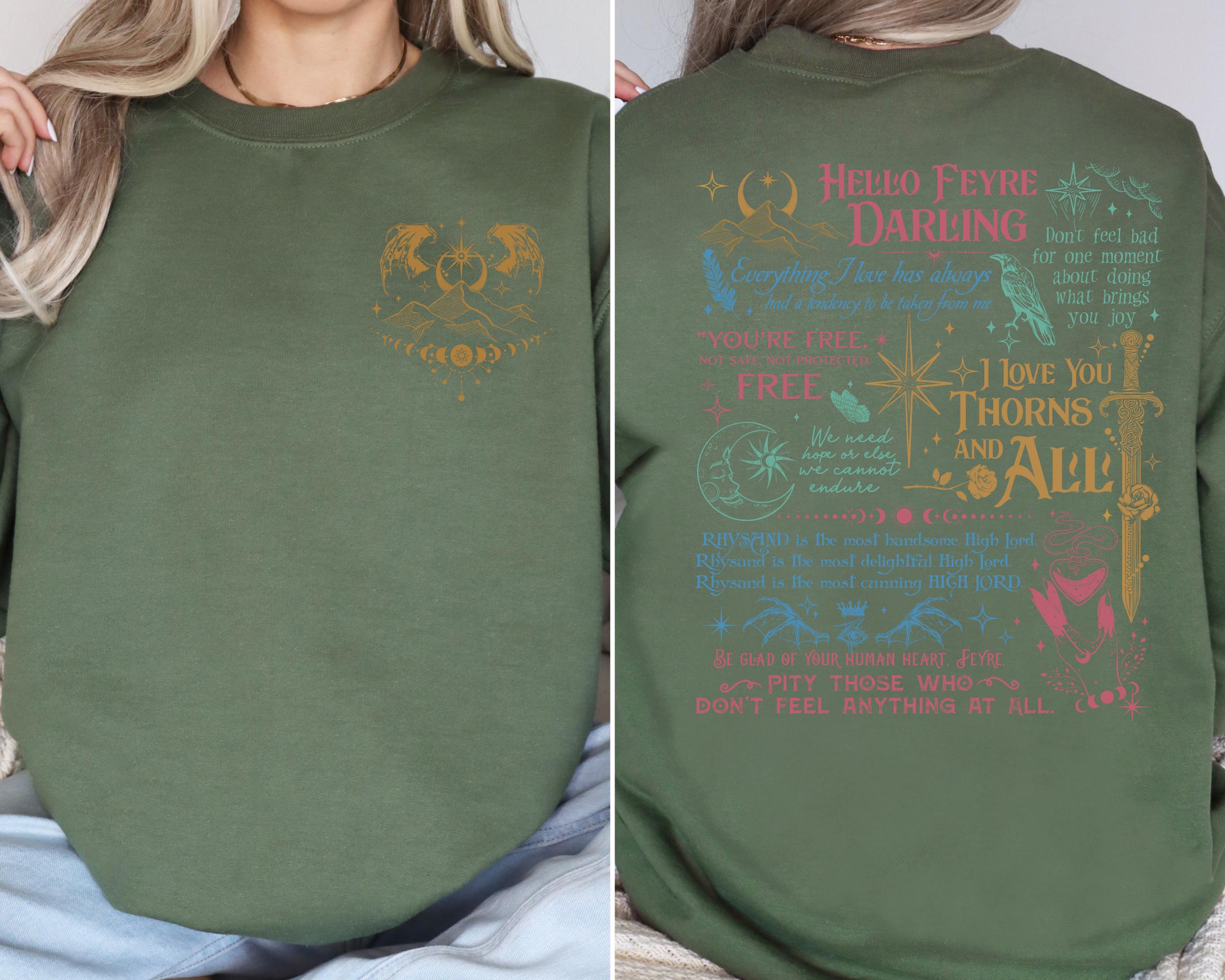 Hello Feyre Darling Sweatshirt, Acotar Fan Sweatshirt, Fantasy Reader Hoodie, Velaris City Of Starlight Sweatshirt, Bookish Hoodie,Book Gift