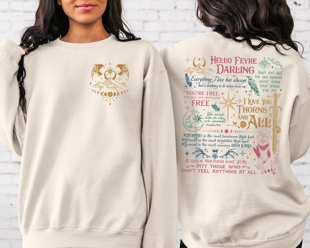 Hello Feyre Darling Sweatshirt, Acotar Fan Sweatshirt, Fantasy Reader Hoodie, Velaris City Of Starlight Sweatshirt, Bookish Hoodie,Book Gift