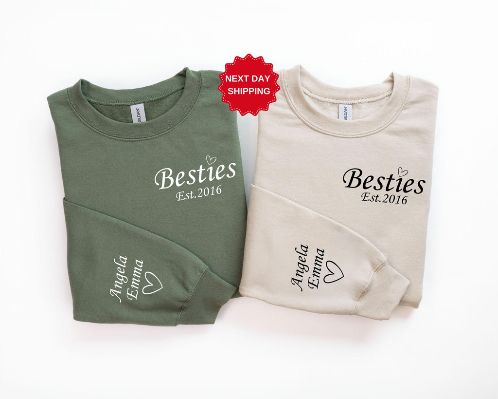 Personalized Besties Sweatshirt, Best Friends Crewneck, Girls Weekend Trip Matching Sweaters, Best Friend Birthday Gift, Best Friends Shirt