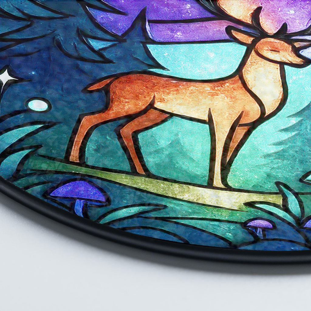 Galaxy Deer Stained Glass Suncatcher, Mystical Forest Window Hanging, Celestial Woodland Decor, Spiritual Wildlife Gift for Nature Lovers