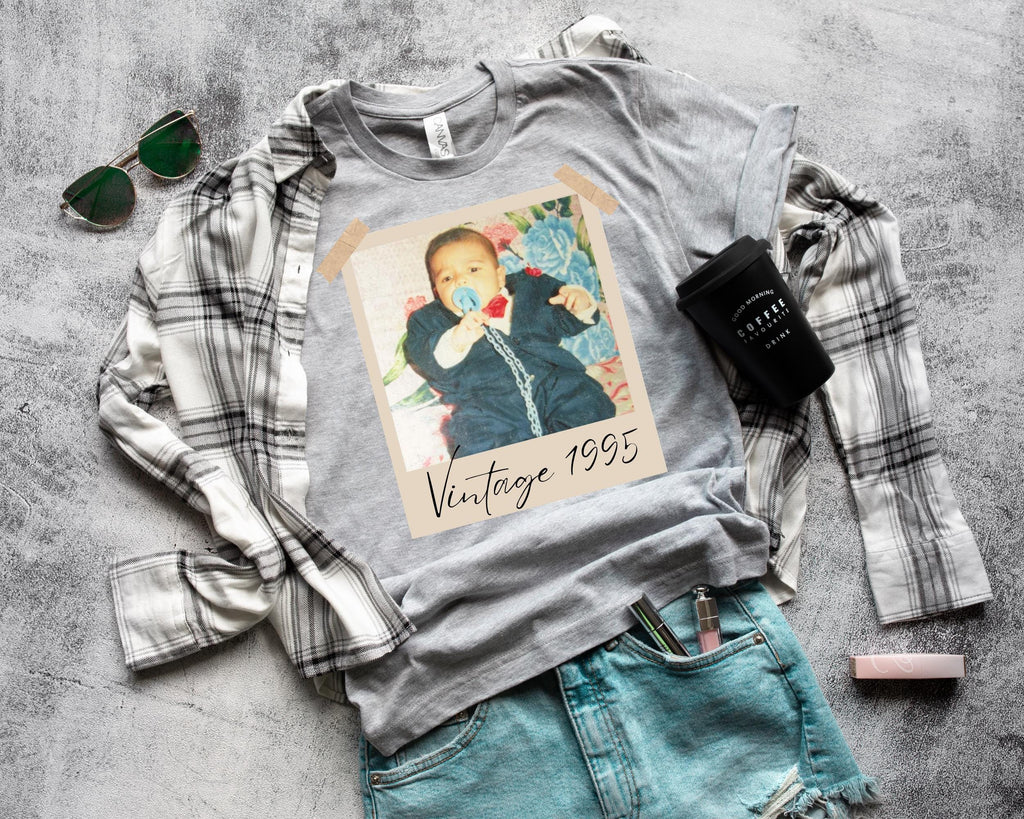 Custom Vintage Photo And Year Shirt, Custom Shirt With Picture Personalized 30th Birthday Gift Vintage 30th Birthday Party Vintage Est Shirt