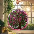 Breast Cancer Awareness Tree Stained Glass Suncatcher, Pink Ribbon Tree of Life, Support Breast Cancer Fighters, Hope & Strength Gift