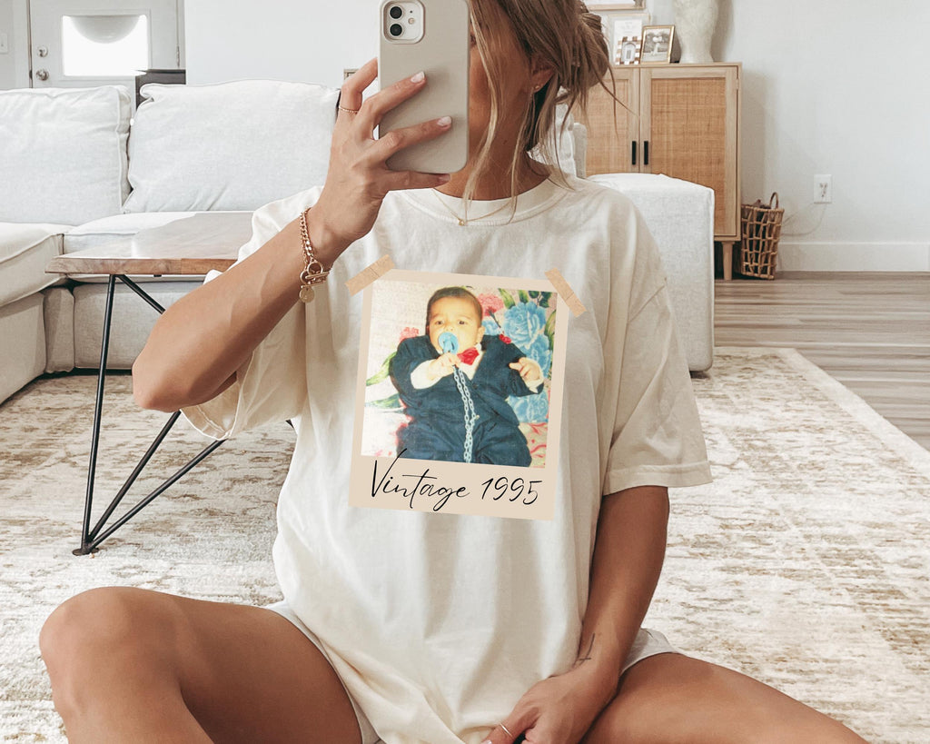 Custom Vintage Photo And Year Shirt, Custom Shirt With Picture Personalized 30th Birthday Gift Vintage 30th Birthday Party Vintage Est Shirt
