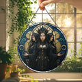 Mystical Triple Goddess Stained Glass Suncatcher, Hecate Witchcraft Pagan Decor, Gothic Witch Window Hanging, Wiccan Spiritual Gift