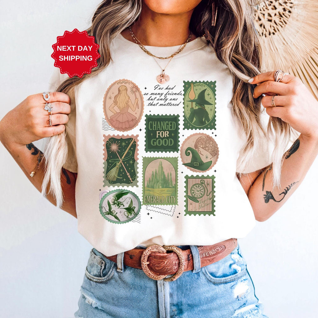 Wicked Changed For Good Stamps Shirt, Defy Gravity Broomstick Magic Wand Sweater, Wizard Movie Inspired Shirt, Wicked Musical Fan Gift Shirt