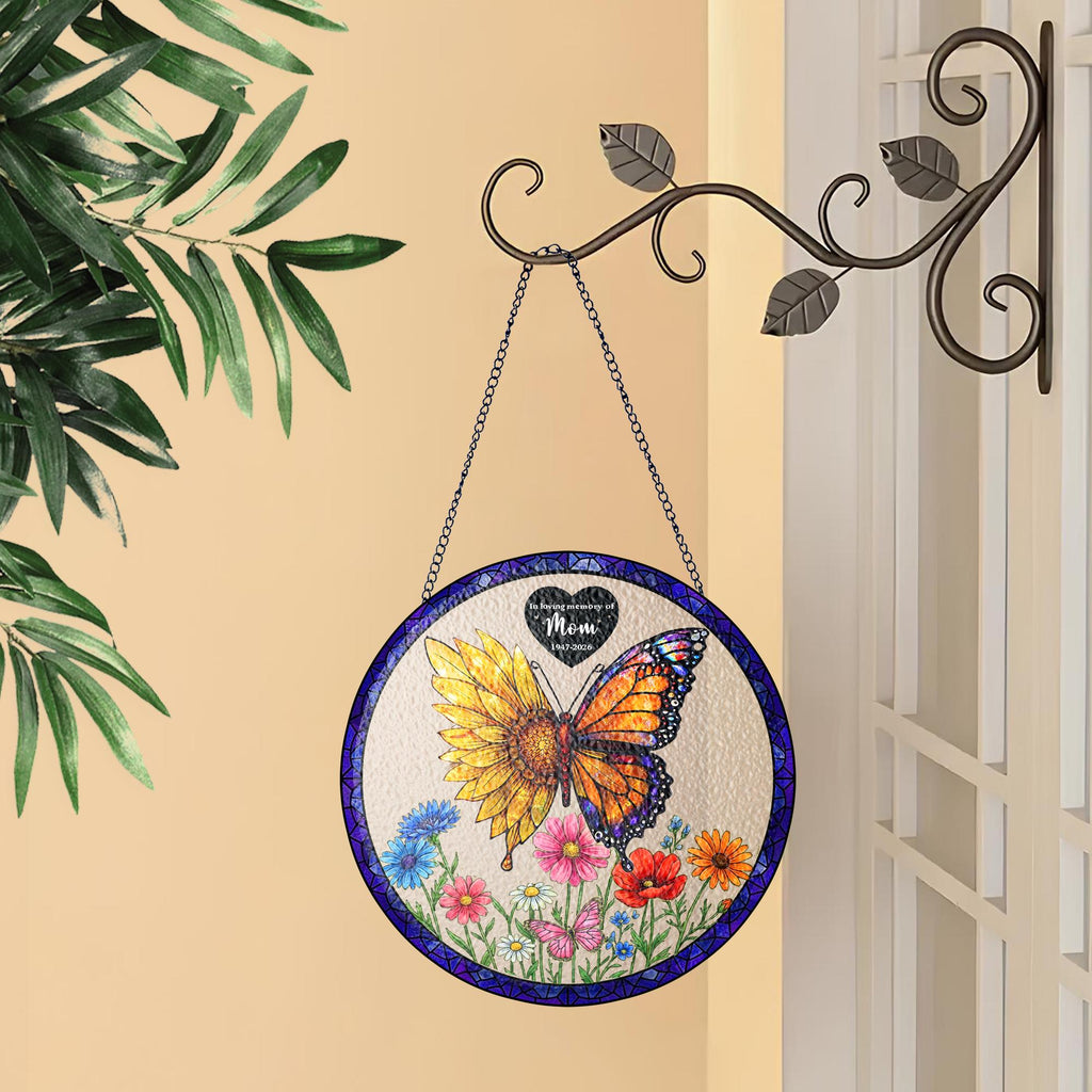 Now She Flies With Butterflies Memorial Stained Glass Suncatcher, Loss of a mom Gift, In Memory of Suncatcher, Sympathy Gift, Loss of Mom
