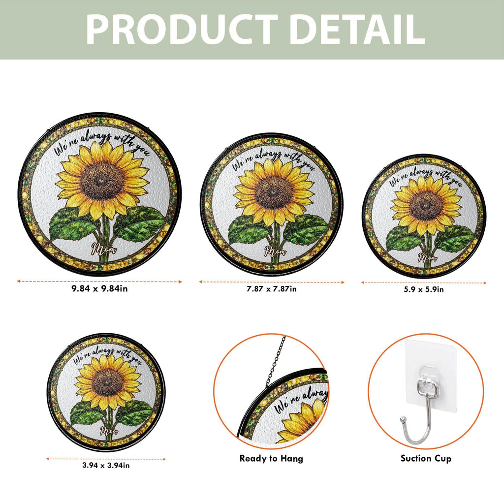 Personalized Sunflower Glass Suncatcher, Custom Mom Memorial Window Hanging, Loss Of Mom Sympathy Gift,In Loving Memory Of Dad Gift,Mom Gift