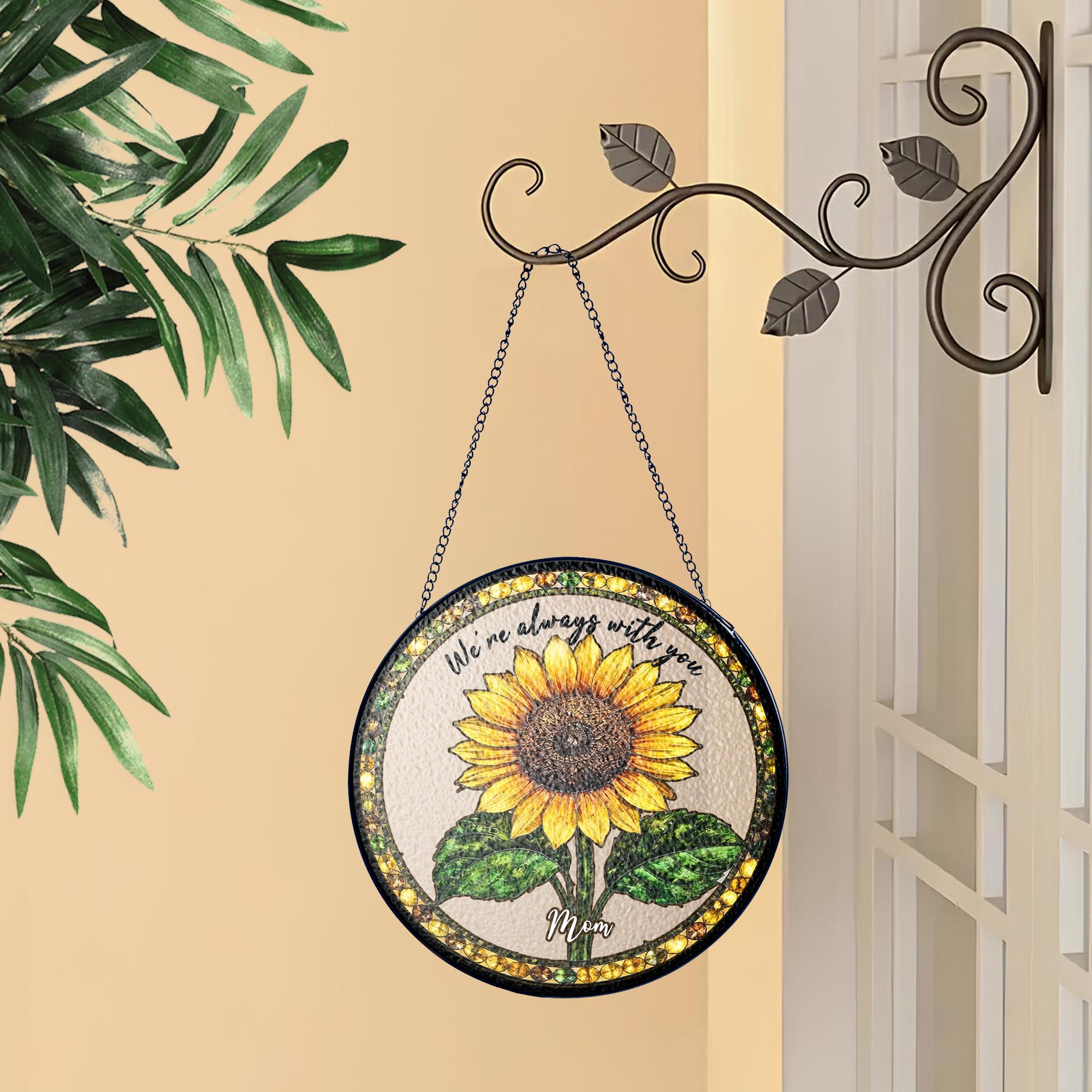 Personalized Sunflower Glass Suncatcher, Custom Mom Memorial Window Hanging, Loss Of Mom Sympathy Gift,In Loving Memory Of Dad Gift,Mom Gift
