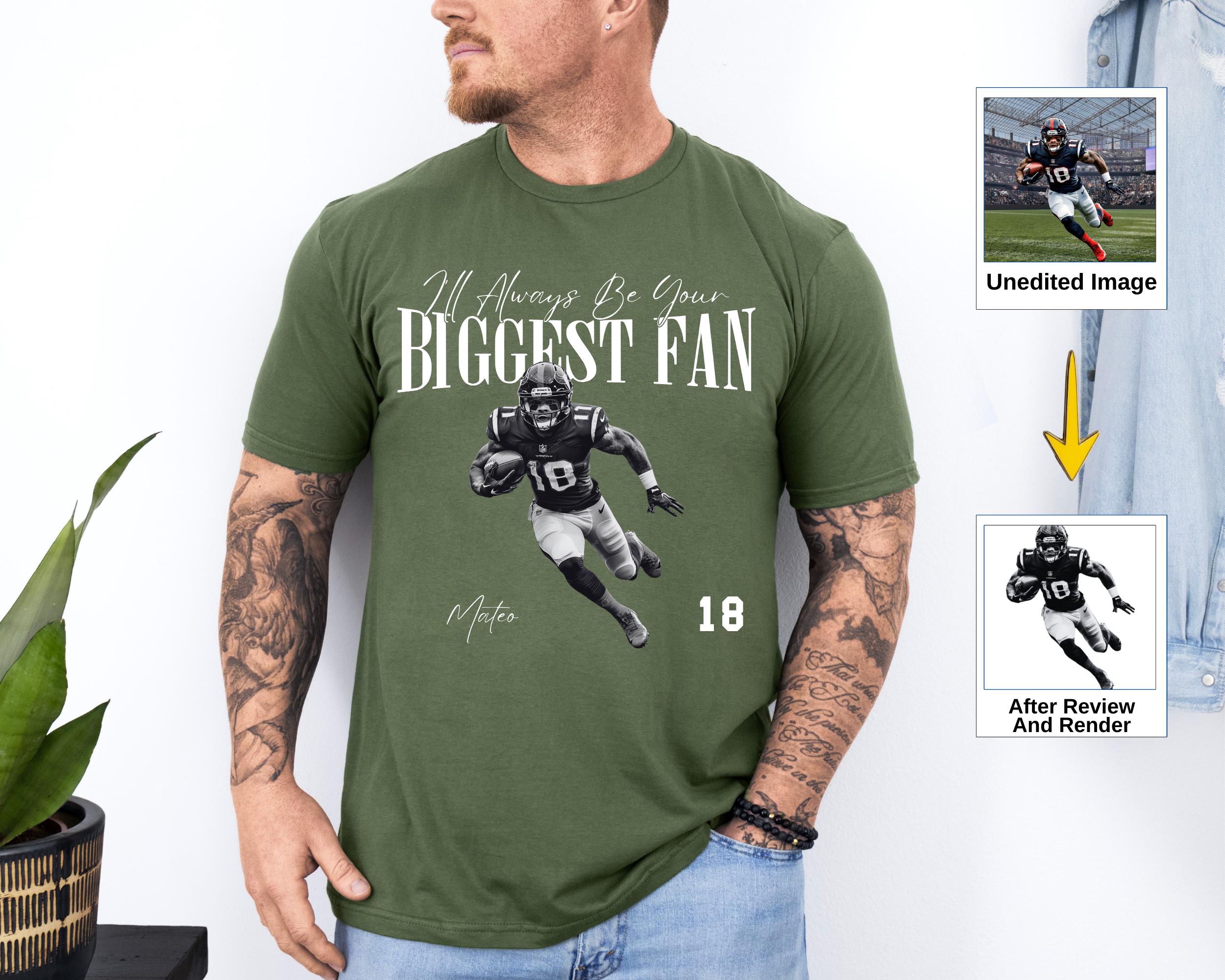 Your Photo Custom Shirt, I'll Always Be Your Biggest Fan, Washed Tee Retro Bootleg Shirt For Football Lover, Your Own Picture Idea
