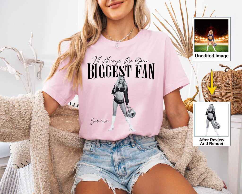 Your Photo Custom Shirt, I'll Always Be Your Biggest Fan, Washed Tee Retro Bootleg Shirt For Football Lover, Your Own Picture Idea