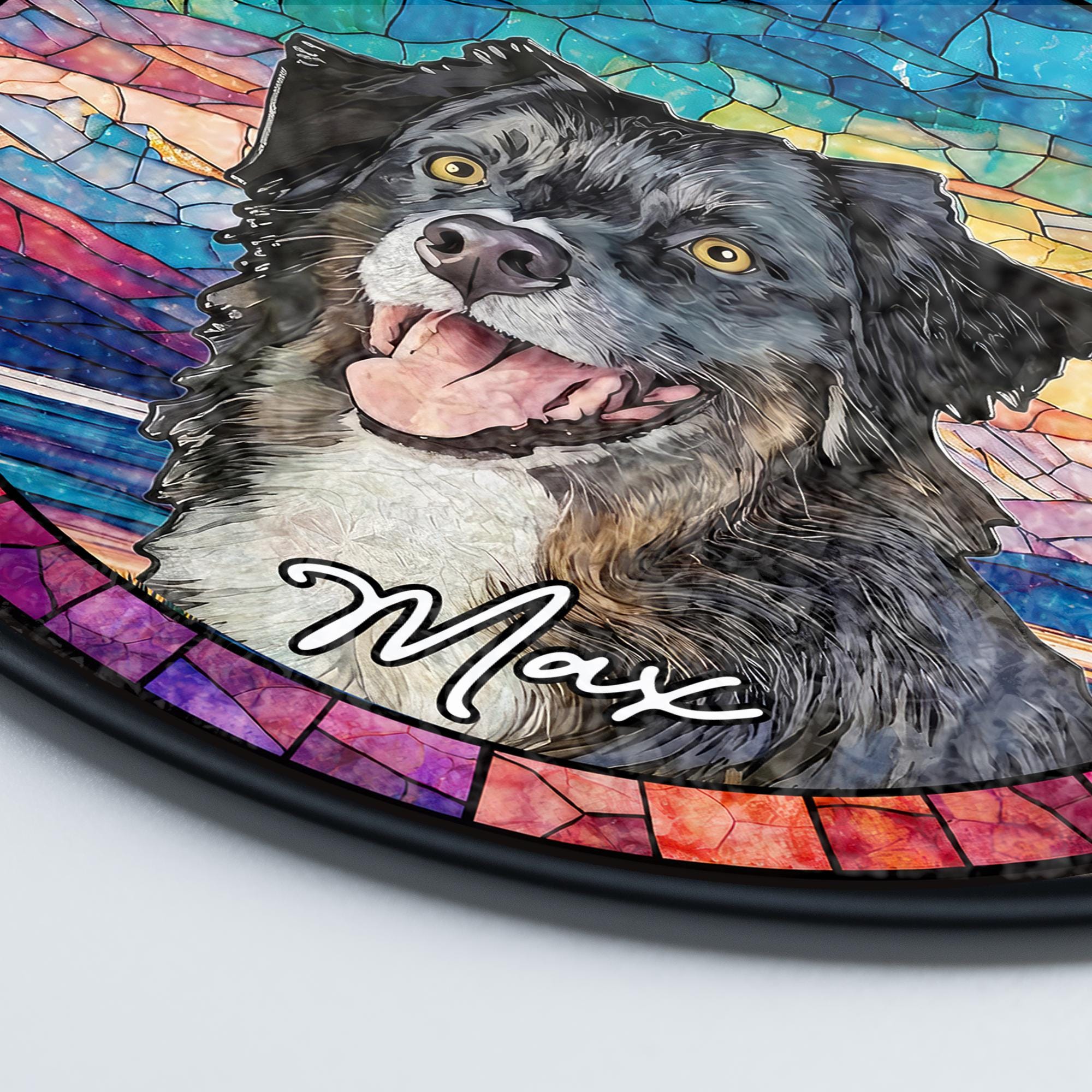 Custom Dog Portrait Stained Glass Suncatcher, Pet Memorial Stained Glass Photo Suncatcher, Dog Memorial Gift, Window Hangings, Pet Loss Gift