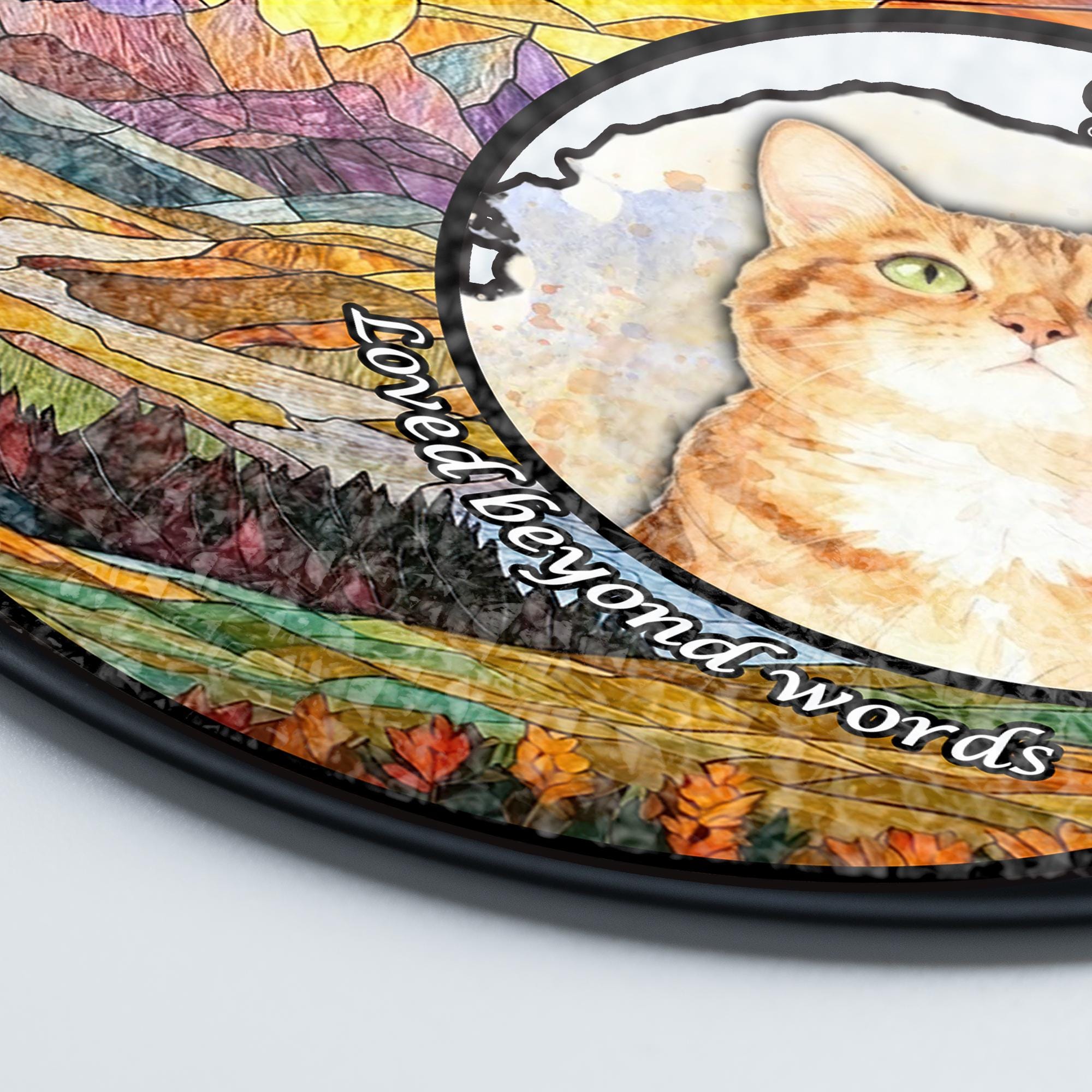 Personalized Pet Portrait Stained Glass Suncatcher, Custom Dog Memorial Stained Glass Photo Suncatcher, Dog Loss Keepsake, Pet Loss Gift