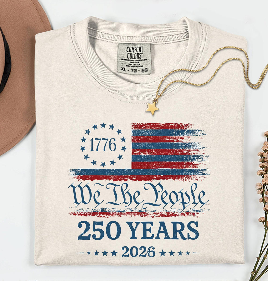 Comfort Colors®250th America Anniversary Shirt, US 250 Years Tee, Patriotic Tee with USA Flag, We The People Shirt, Retro Independence Day