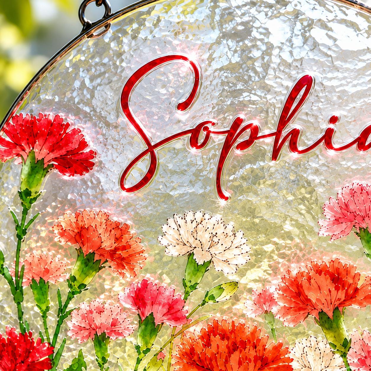 Custom Birth Flower Stained Glass Suncatcher, Personalized Floral Window Hanging, Handmade Glass Art Gift for Mom, Mother’s Day Decor