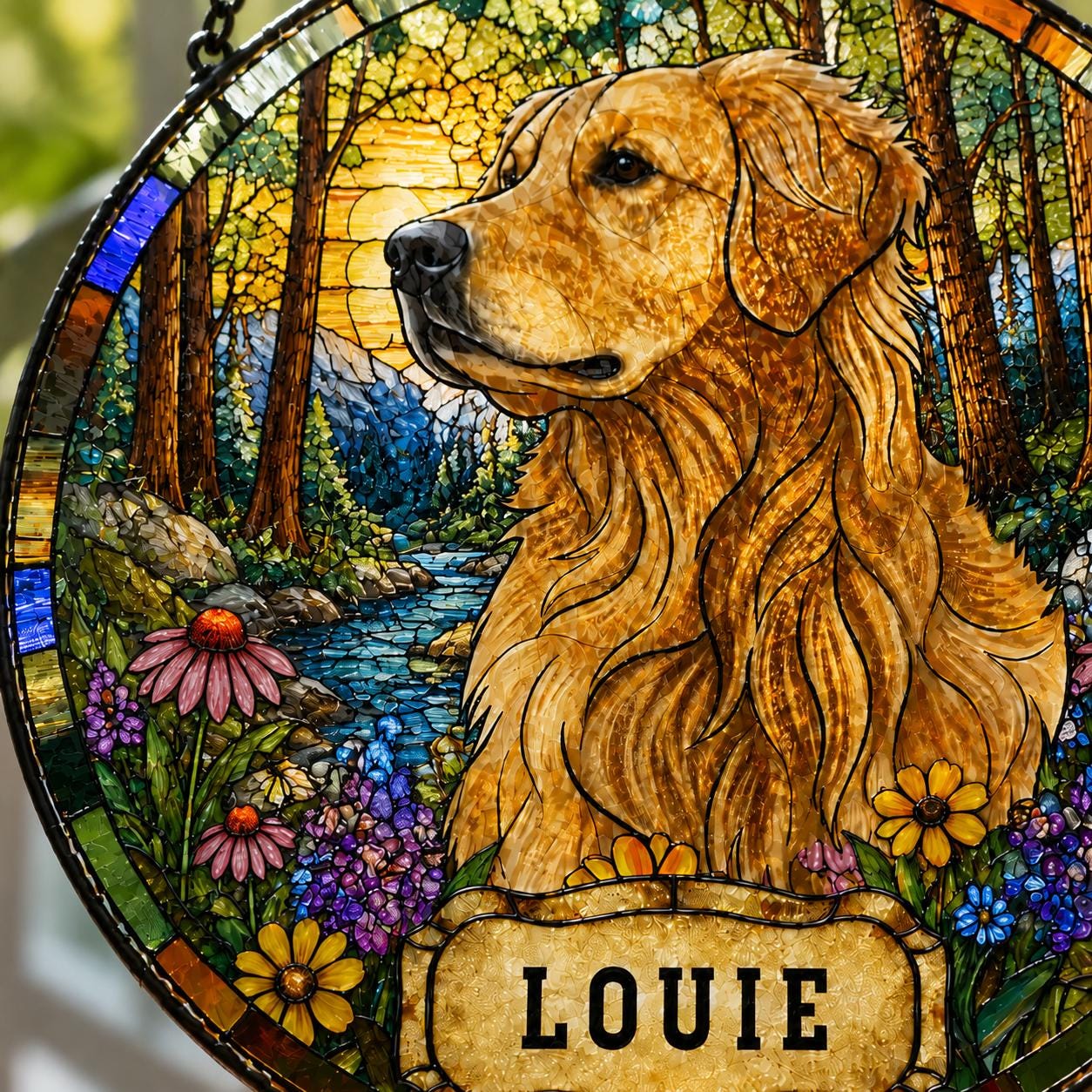 Custom Stained Glass Pet Portrait Suncatcher, Personalized Window Art, Custom Pet Memorial Stained Glass Photo, Pet Memorial Decor