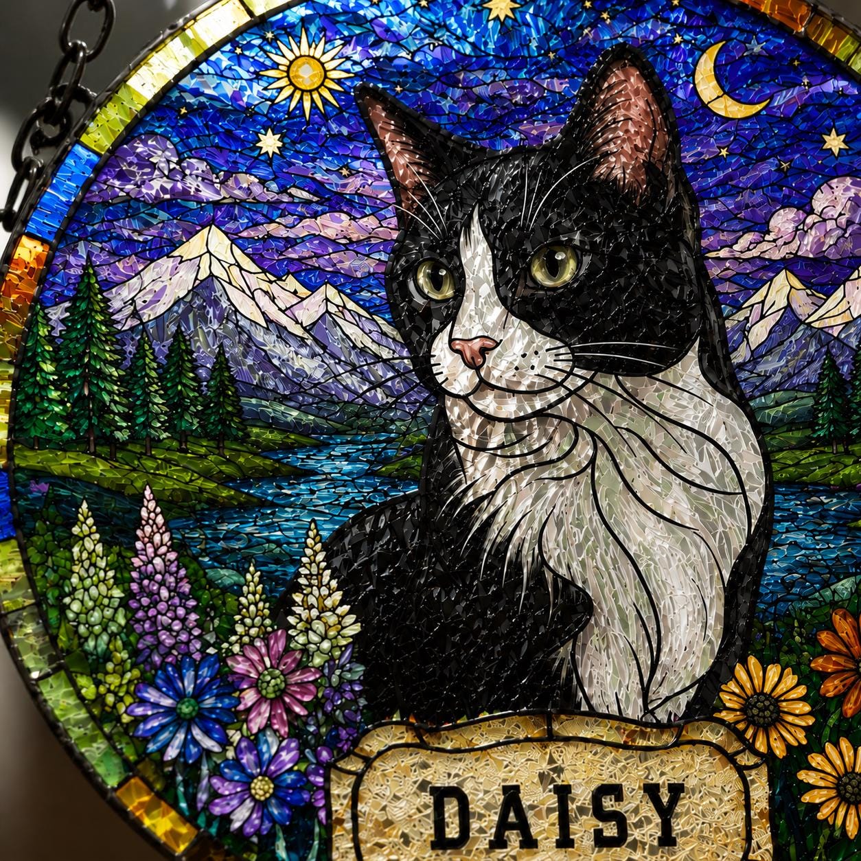 Custom Stained Glass Pet Portrait Suncatcher, Personalized Window Art, Custom Pet Memorial Stained Glass Photo, Pet Memorial Decor