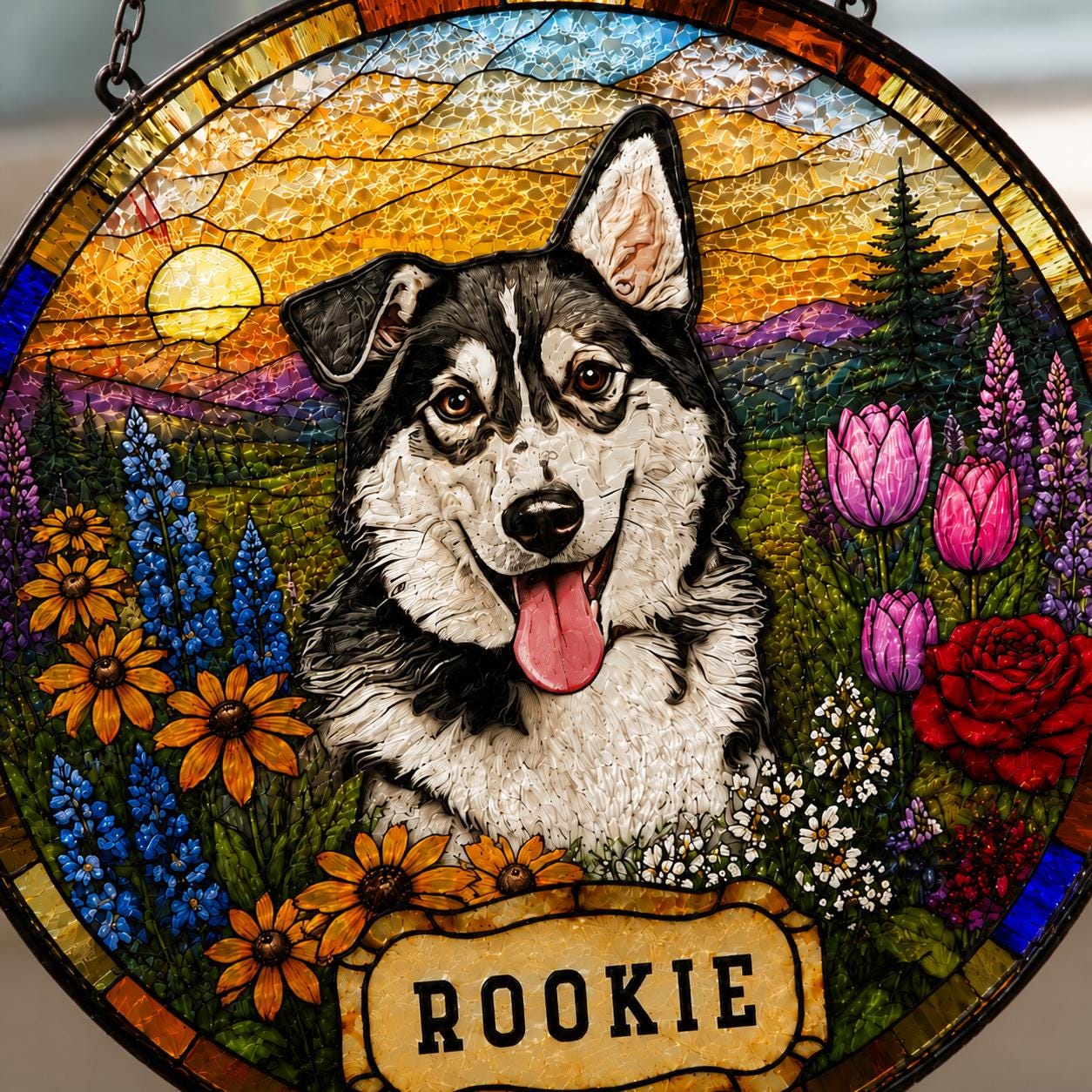 Custom Stained Glass Pet Portrait Suncatcher, Personalized Window Art, Custom Pet Memorial Stained Glass Photo, Pet Memorial Decor