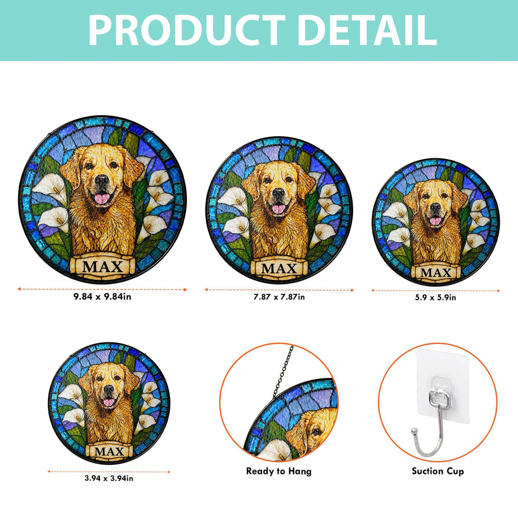 Custom Dog Portrait Stained Glass Suncatcher, Pet Memorial Stained Glass Photo Suncatcher, Dog Memorial Gift, Dog Loss, Pet Loss Gift