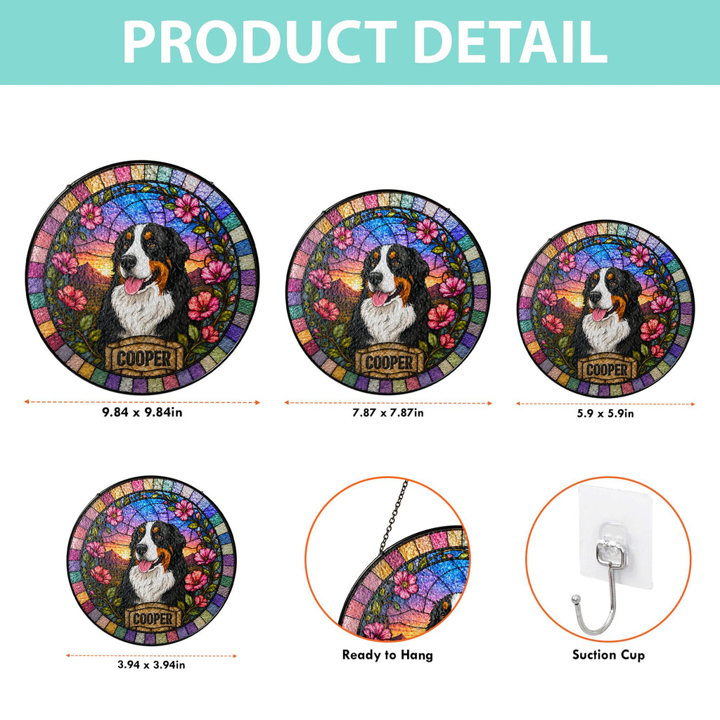 Personalized Pet Portrait Stained Glass Suncatcher, Custom Dog Portrait from Photo, Dog Portrait Art Suncatcher, Stained Glass Dog Memorial