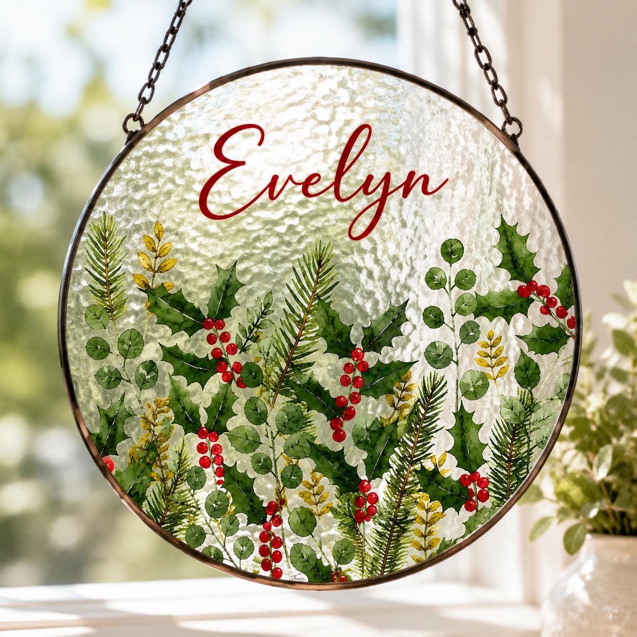 Custom Birth Flower Stained Glass Suncatcher, Personalized Floral Window Hanging, Handmade Glass Art Gift for Mom, Mother’s Day Decor