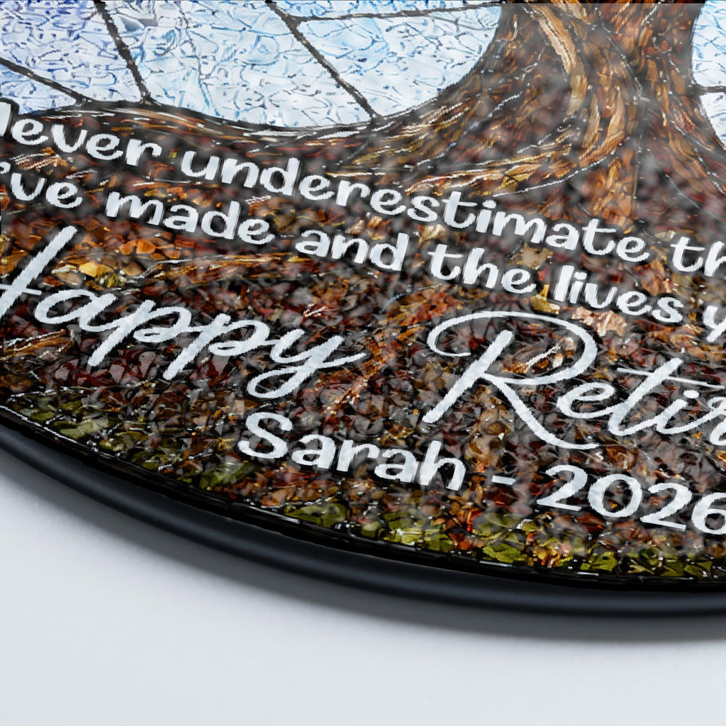 Customized Stained Glass Retirement Suncatcher, Personalized Floral Window Decor, Keepsake for Retired Coworker