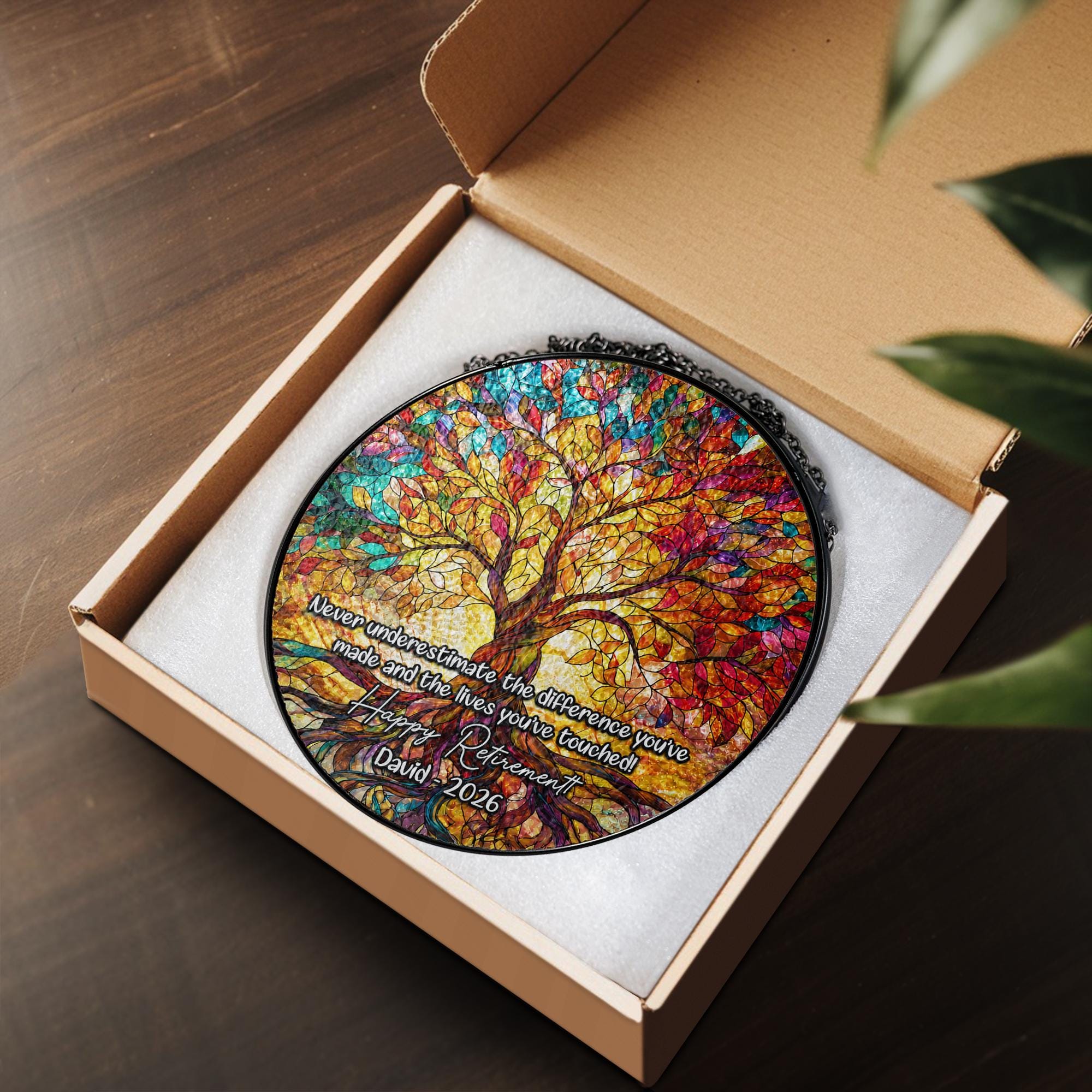 Tree of Life Retired Glass Suncatcher, Personalized Retirement Gift 2025, Farewell Gift for Teacher, Nurse, Coworker, Retirement Keepsake