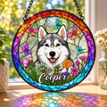 Personalized Dog Portrait Stained Glass Suncatcher, Custom Pet Memorial Stained Glass Photo Suncatcher, Dog Loss Keepsake, Pet Loss Gift