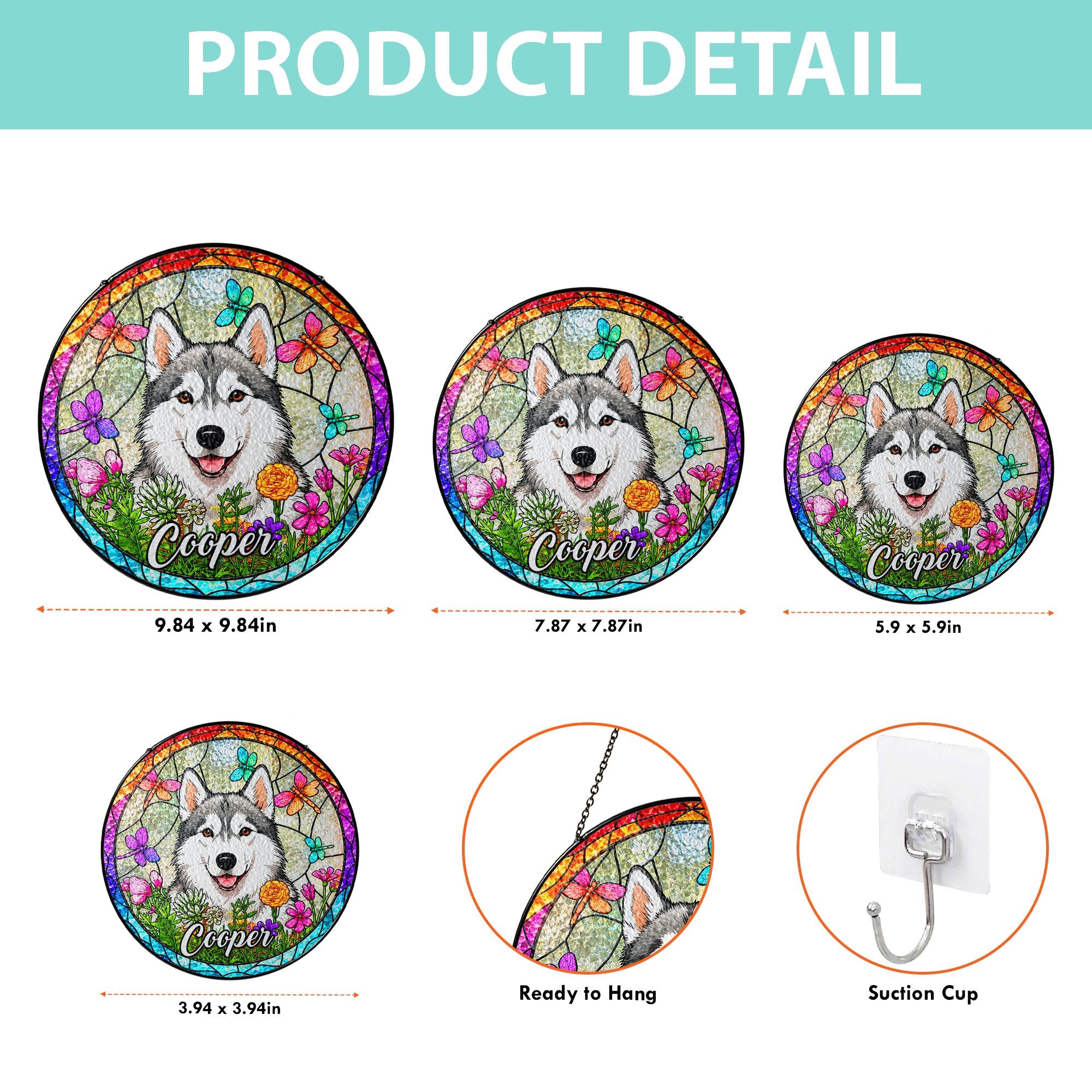 Personalized Pet Portrait Glass Suncatcher, Pet Memorial Gift, Dog Portrait From Photo Suncatcher, Loss Of Pet Gift, Pet Sympathy Gift
