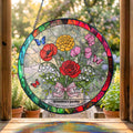 Personalized Birth Flower Stained Glass Suncatcher, Family Bouquet Window Hanging, Mothers Day Gift for Mom or Grandma