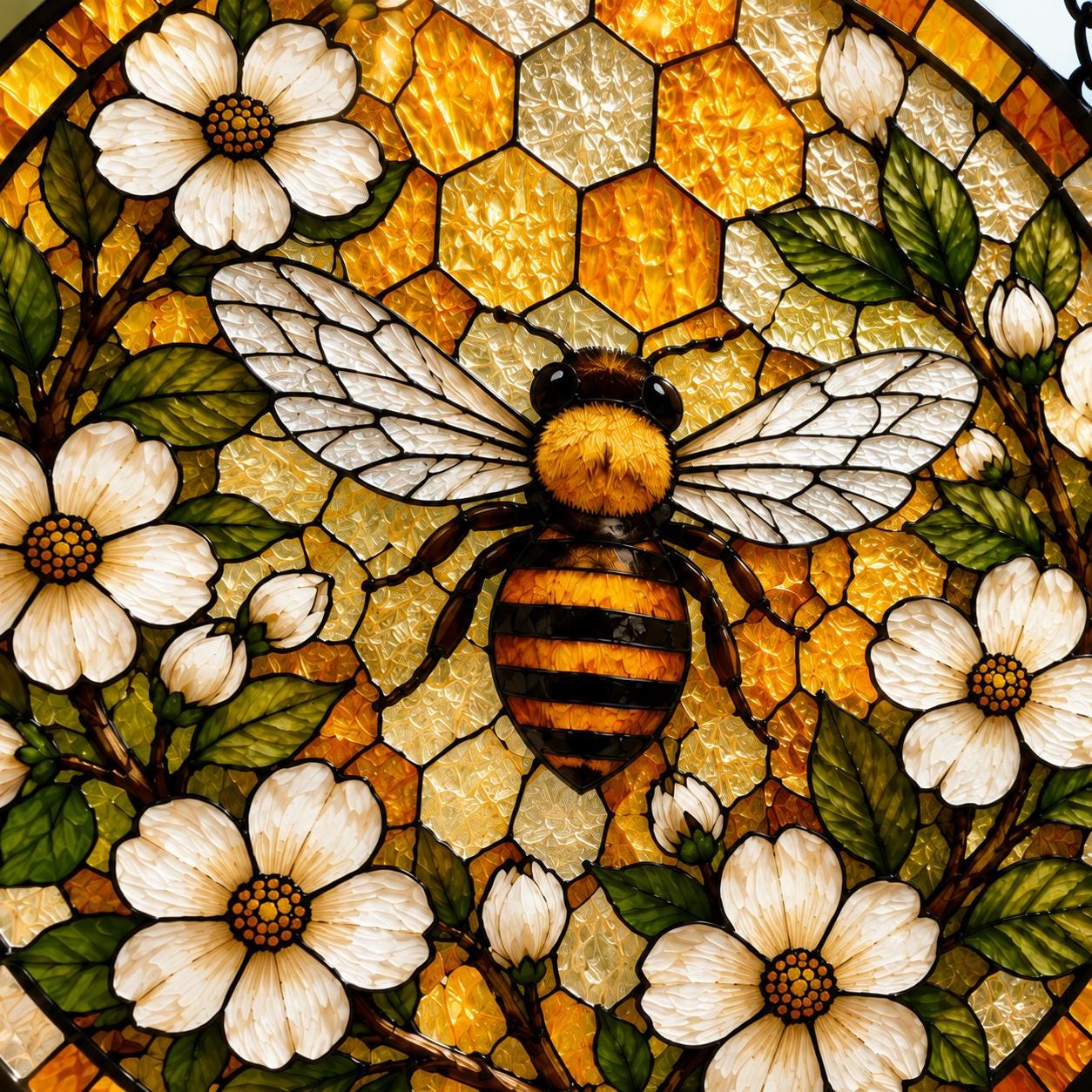 Bumble Bee Stained Glass Suncatcher, Bumble Bee Window Hangings, Honeybee Bee Garden Art, Mother's Day Gift, Grandma Bee Gift
