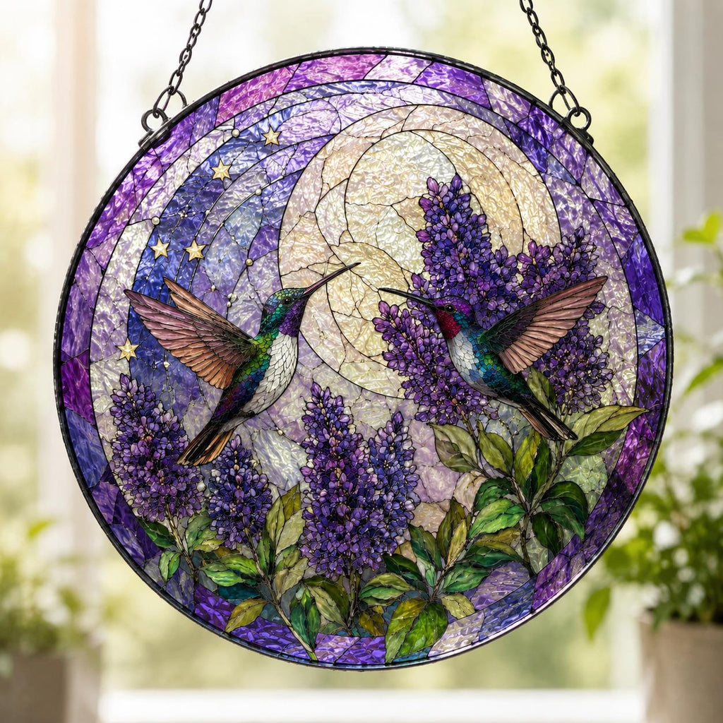 Hummingbird Stained Glass Suncatcher, Stained Glass Window Hanging, Bird Suncatcher, Hummingbird Gift, Nature Lover Gift, Sun Catcher