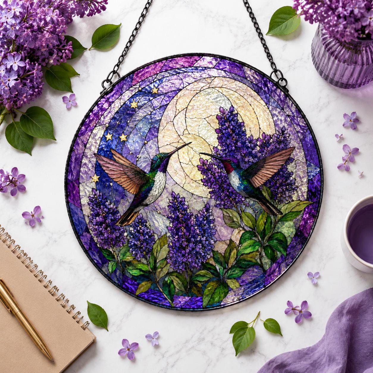 Hummingbird Stained Glass Suncatcher, Stained Glass Window Hanging, Bird Suncatcher, Hummingbird Gift, Nature Lover Gift, Sun Catcher