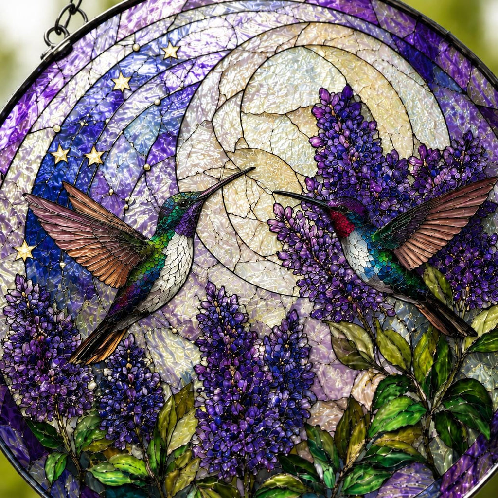 Hummingbird Stained Glass Suncatcher, Stained Glass Window Hanging, Bird Suncatcher, Hummingbird Gift, Nature Lover Gift, Sun Catcher