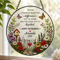 Retirement Stained Glass Suncatcher, Personalized Floral Retirement Window Decor, Colleague Retirement Keepsake, Coworker Gift, Grandma Gift