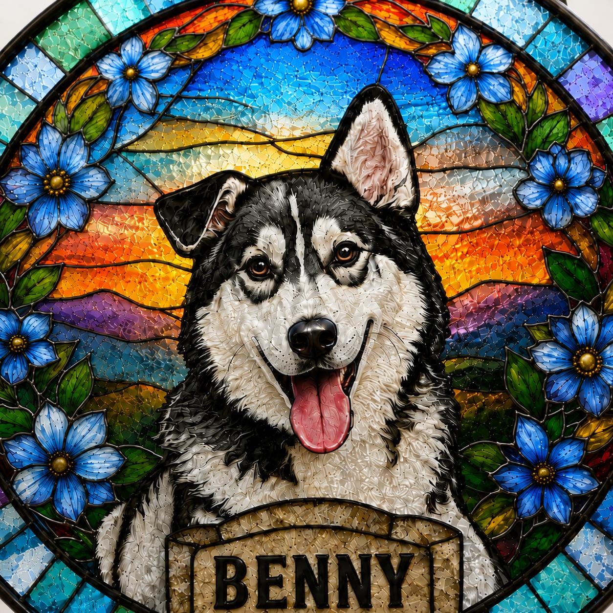 Personalized Pet Portrait Stained Glass Suncatcher, Custom Dog Portrait from Photo, Dog Portrait Art Suncatcher, Stained Glass Dog Memorial