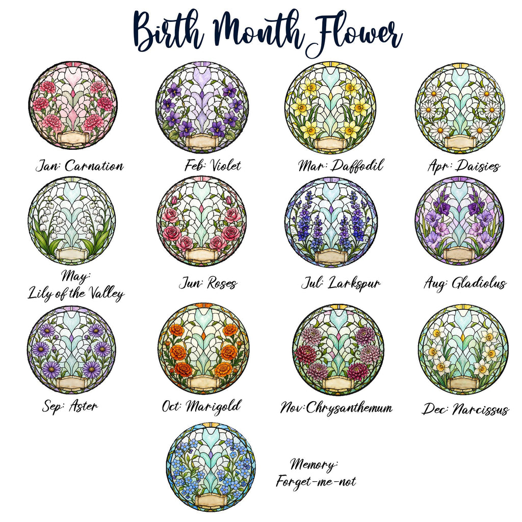Custom Pet Portrait Birth Flower Stained Glass Suncatcher, Personalized Pet Memorial Gift, Birth Month Flower Dog Photo, Pet Loss Keepsake
