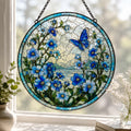 Forget Me Not and Butterfly Glass Suncatcher, Flower Hanging Decor, Floral Lover Sun Catcher, Present For Mom, Grandma, Sympathy Gifts