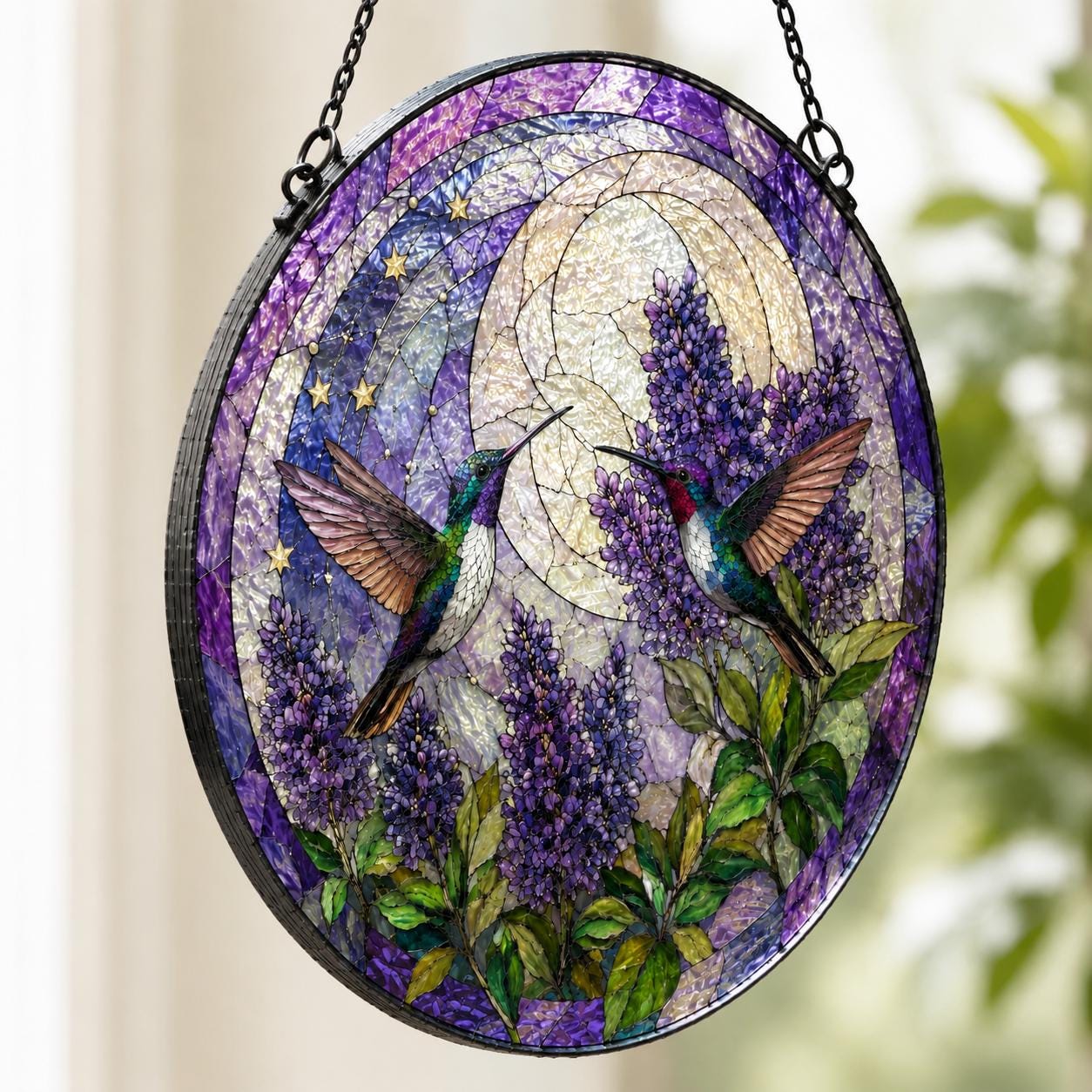 Hummingbird Stained Glass Suncatcher, Stained Glass Window Hanging, Bird Suncatcher, Hummingbird Gift, Nature Lover Gift, Sun Catcher
