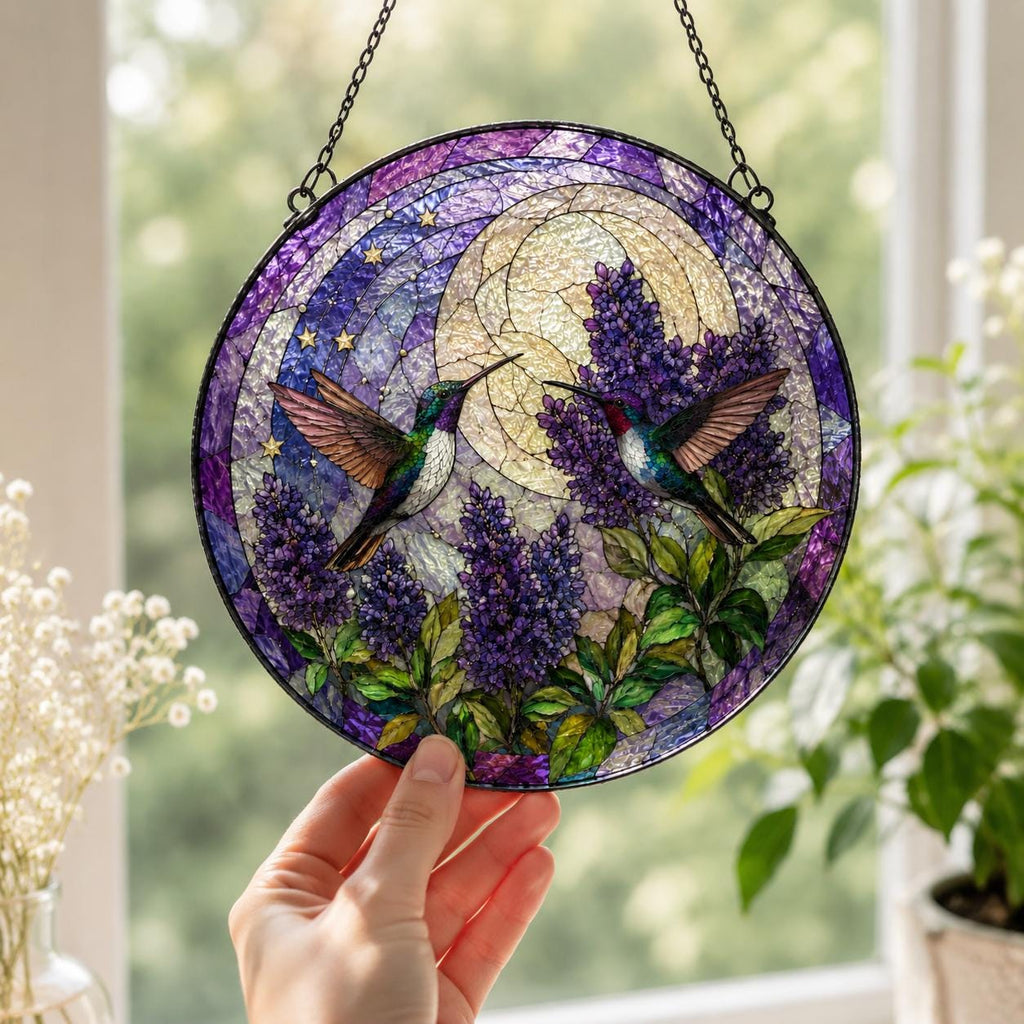 Hummingbird Stained Glass Suncatcher, Stained Glass Window Hanging, Bird Suncatcher, Hummingbird Gift, Nature Lover Gift, Sun Catcher