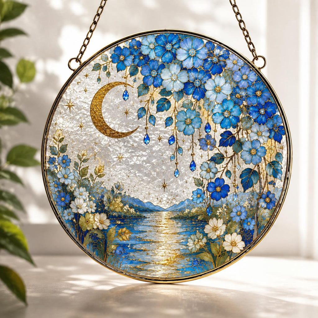 Forget Me Not Stained Glass Suncatcher, Sympathy Gift for Miscarriage Mom, Memorial Window Home Decor